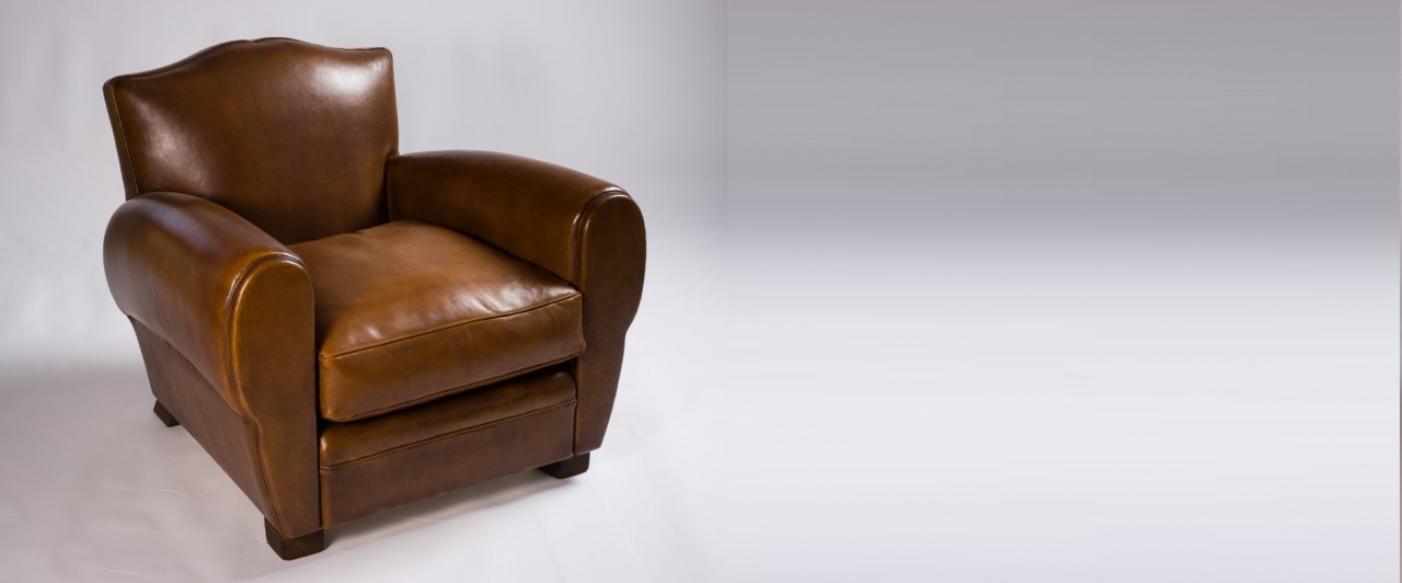 Fauteuil club cuir moustache